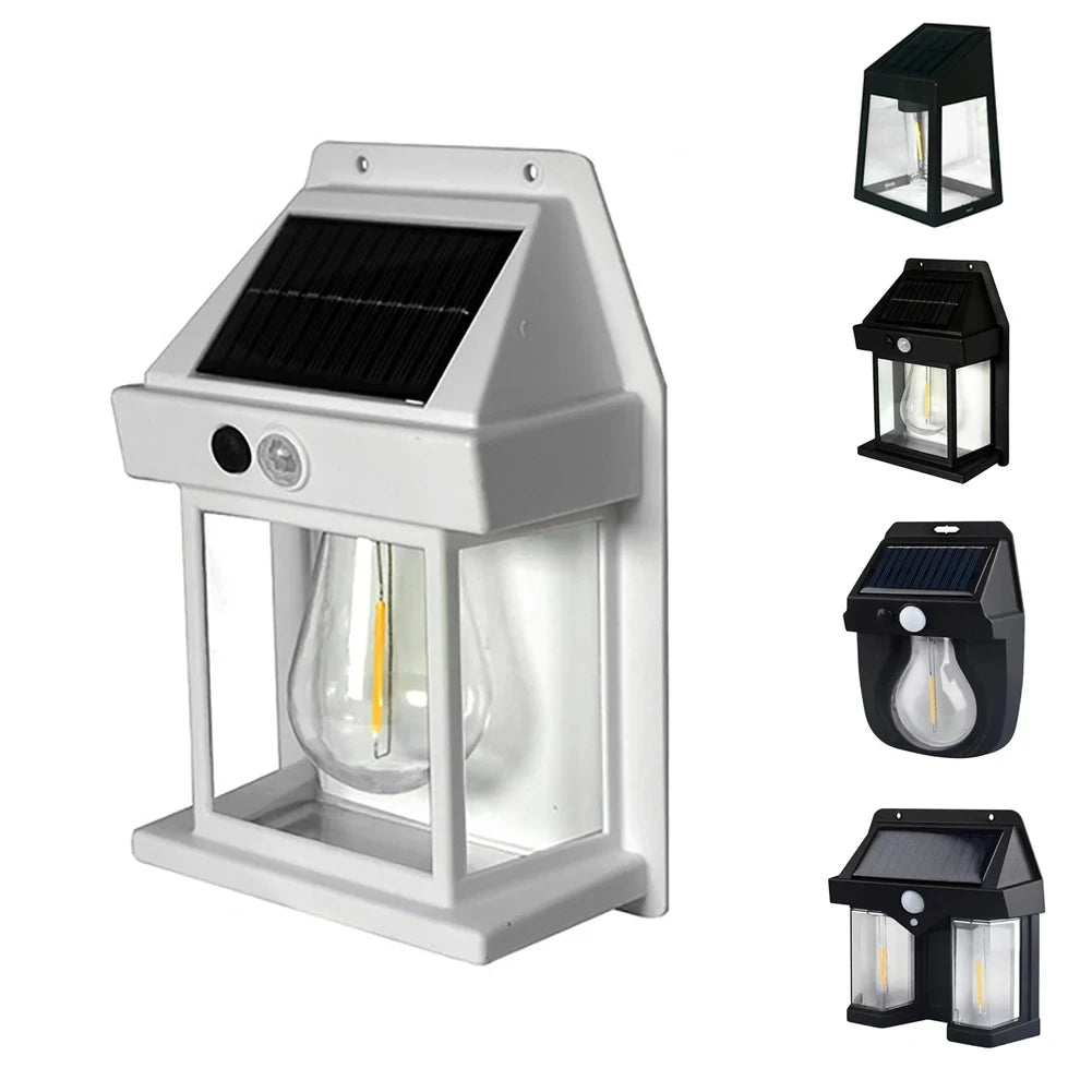Bewegungs sensor Solar Wolfram Nacht lampe intelligente Wand leuchte 3 Beleuchtungs modi wasserdichte Innenhof Garten dekoration Laterne