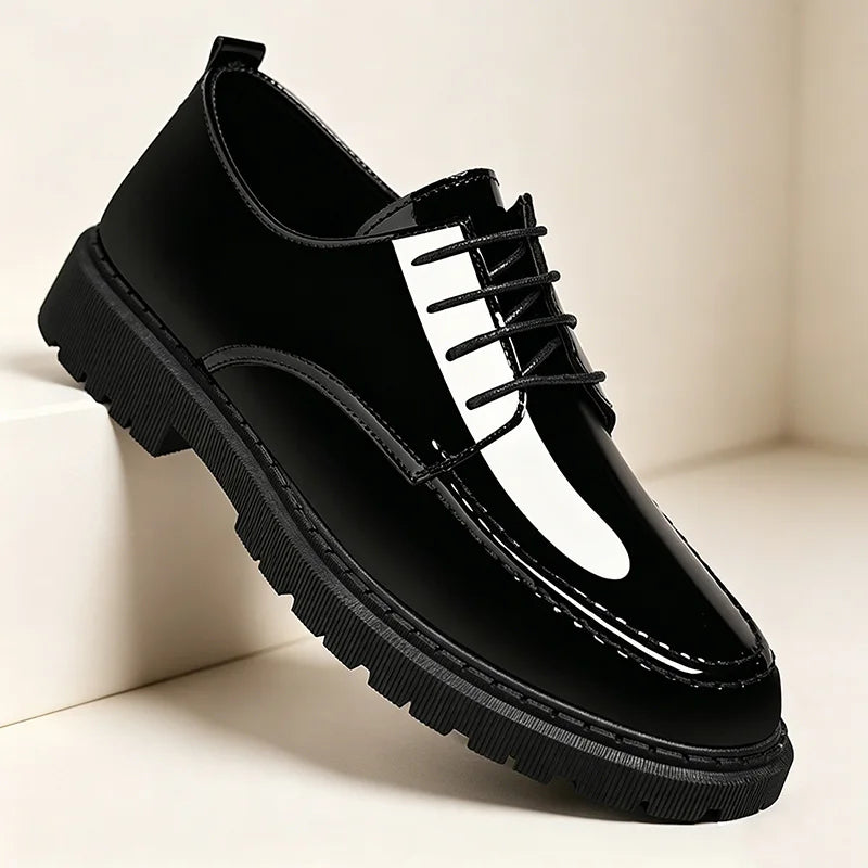 Herren Schnürschuhe im Brogue-Stil mit dicker Plateausohle, formelle Schuhe für Büro, Hochzeit, Alltag und besondere Anlässe.