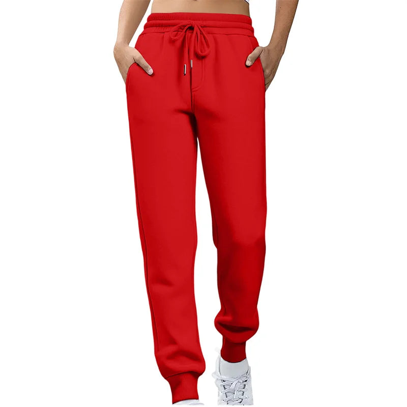 2026 Frühling Herbst Damen Gerade Hosen Mode Einfarbige Hosen mit Kordelzug Große Größen Schlanke Freizeithosen Damen Jogginghosen