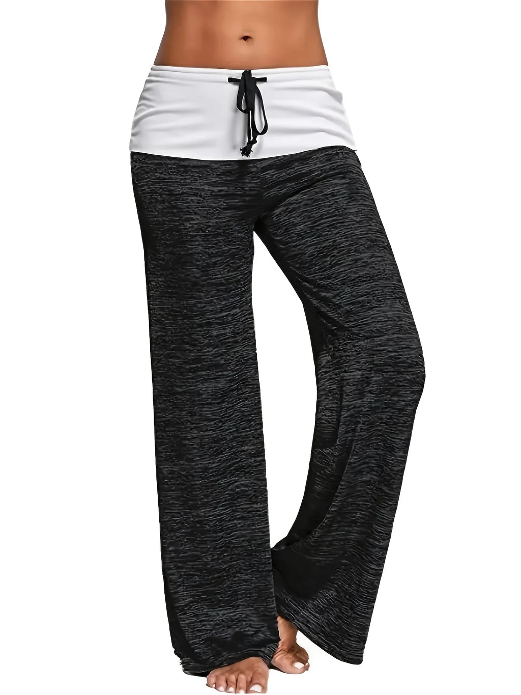 Plus Größe 1XL-5XL Damen Casual Lose Kordelzug Spleißen Hosen Mode Breites Bein Stretch Yoga Hosen