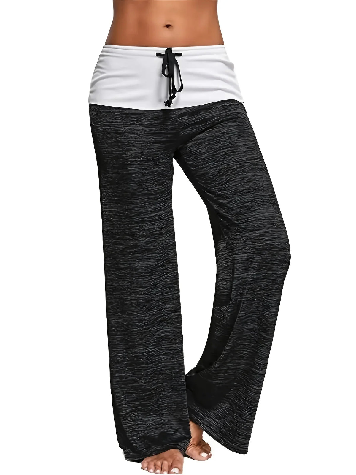 Plus Größe 1XL-5XL Damen Casual Lose Kordelzug Spleißen Hosen Mode Breites Bein Stretch Yoga Hosen