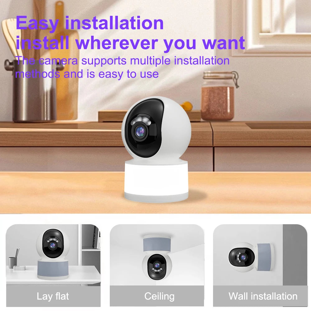 2K WLAN PTZ-Kamera für Innenräume mit Farbnachtsicht und Licht, Mini-Babykamera 360° °   Schwenk- und Neigbare Automatische Tracking-Kamera für Haustiere und Hunde