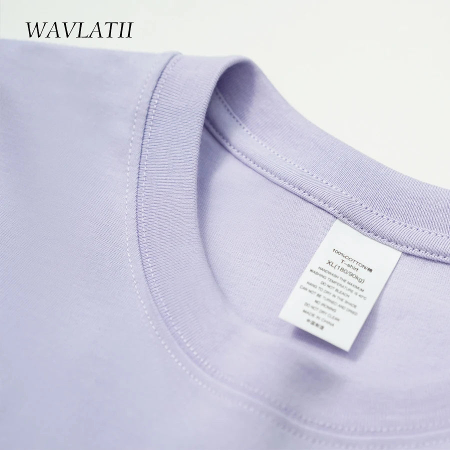 WAVLATII Damen-T-Shirts aus 100 % Baumwolle, Sommer-T-Shirts für Damen, Lavendel, Streetwear, bedruckte T-Shirts, grün, lässig, kurzärmelig, WT2328