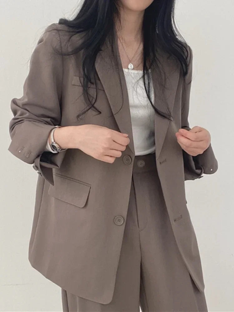 Modische 2-Teilige Damen-Sets Frühling Herbst Neu im Koreanischen Stil Hosen-Sets Eleganter Pendler-Anzug Mantel 2-Teilige Damen-Jacken-Sets