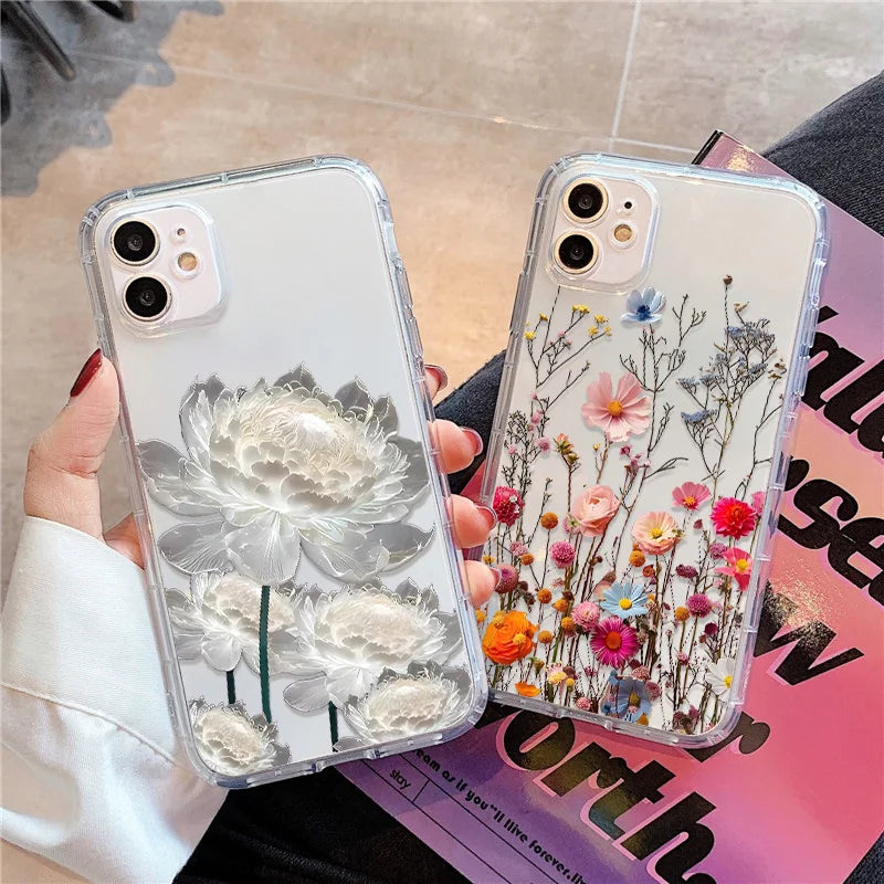 Blume Handyhülle für iPhone 17 Pro Hülle iPhone 16 14 13 11 12 15 Pro Max Air SE XR 7 8 Plus Silikon Soft TPU Clear Cover Funda