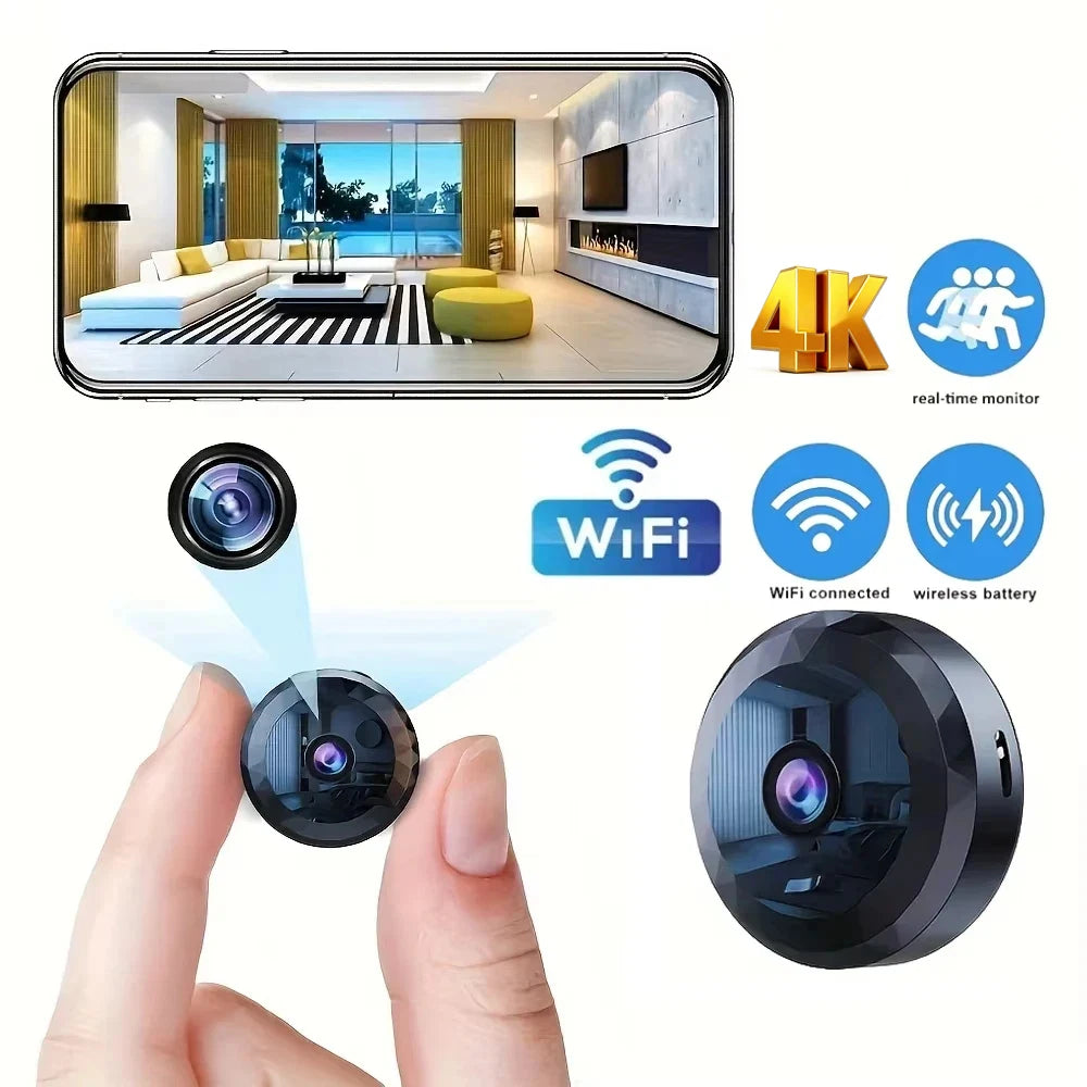 2026 Mini WLAN-Kamera 4K HD Kabellose Sicherheitskamera mit Sprach- und Videoüberwachung, Nachtsicht-Camcorder