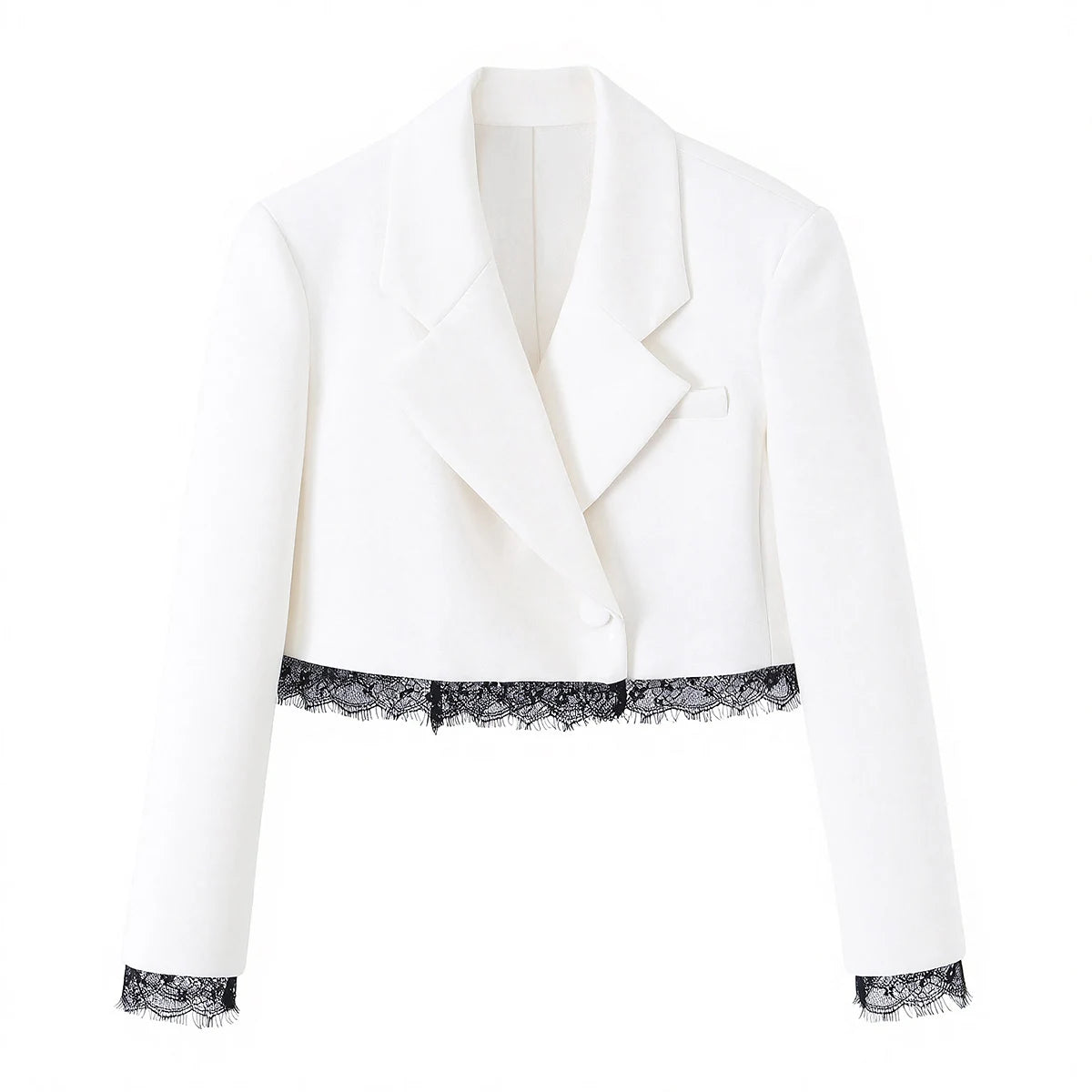 KONDALA Büro-Damen Casual Blazer-Anzug mit Spitzen-Patchwork Kurzer Blazer Weite Shorts Mode 2026 Sommer Frühling Eleganter Anzug