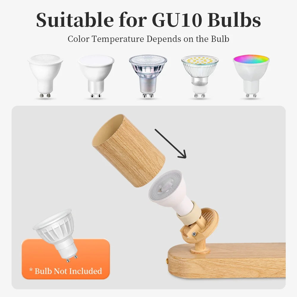 Holz-GU10-LED-Strahler, Deckenleuchte, 110–220 V, Ersatzbirne, Spotlichter, Schienenlicht für Küche, Wohnzimmer, Schlafzimmer