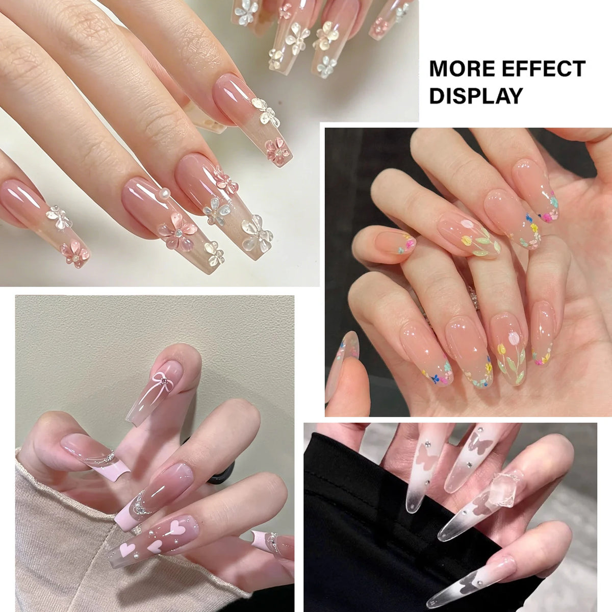 Neue Nagelaufkleber mit mehreren Designs, Schmetterlings- und Blumenmuster, transparent, sprühlackiert, wiederverwendbare PET-Nagelaufkleber für Klebeschablonen