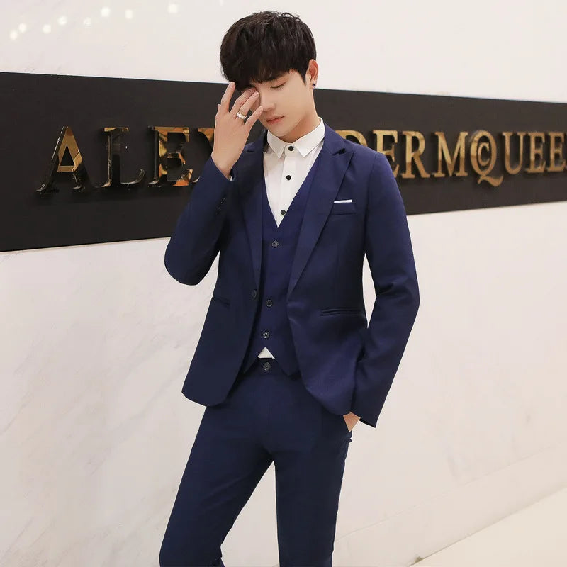 Lässiger Trauzeugen-Hochzeitsanzug, zweiteiliges Set, Business-Casual-Outfit für Herren, importiert, leicht, Business-Stil, flacher Kragen, hinten geteilt