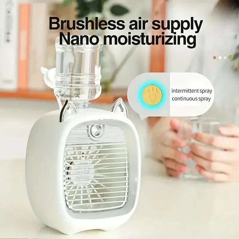 TINSOL USB-Mini-Klimaanlagenventilator, elektrischer Desktop-Sprühventilator, 1200 mAh, Klimaanlage mit drei Gängen, Kühlventilator für Büro und Zuhause