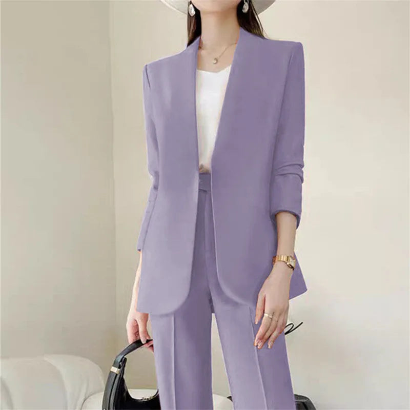 Mode 2-teilige Sets Damen Outfits Frühling Herbst Neu in Koreanische Hosen Sets Pendler Eleganter Anzug Mantel 2-teilige Sets Damen