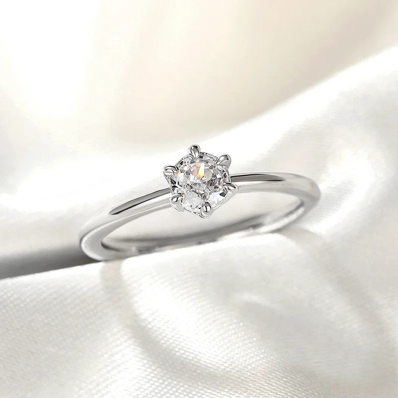 Huitan 5/6,5 mm Zirkonia-Ringe, schlicht und elegant, Damen-Accessoires für Verlobung, Hochzeit, heißer Verkauf, Statement-Schmuck