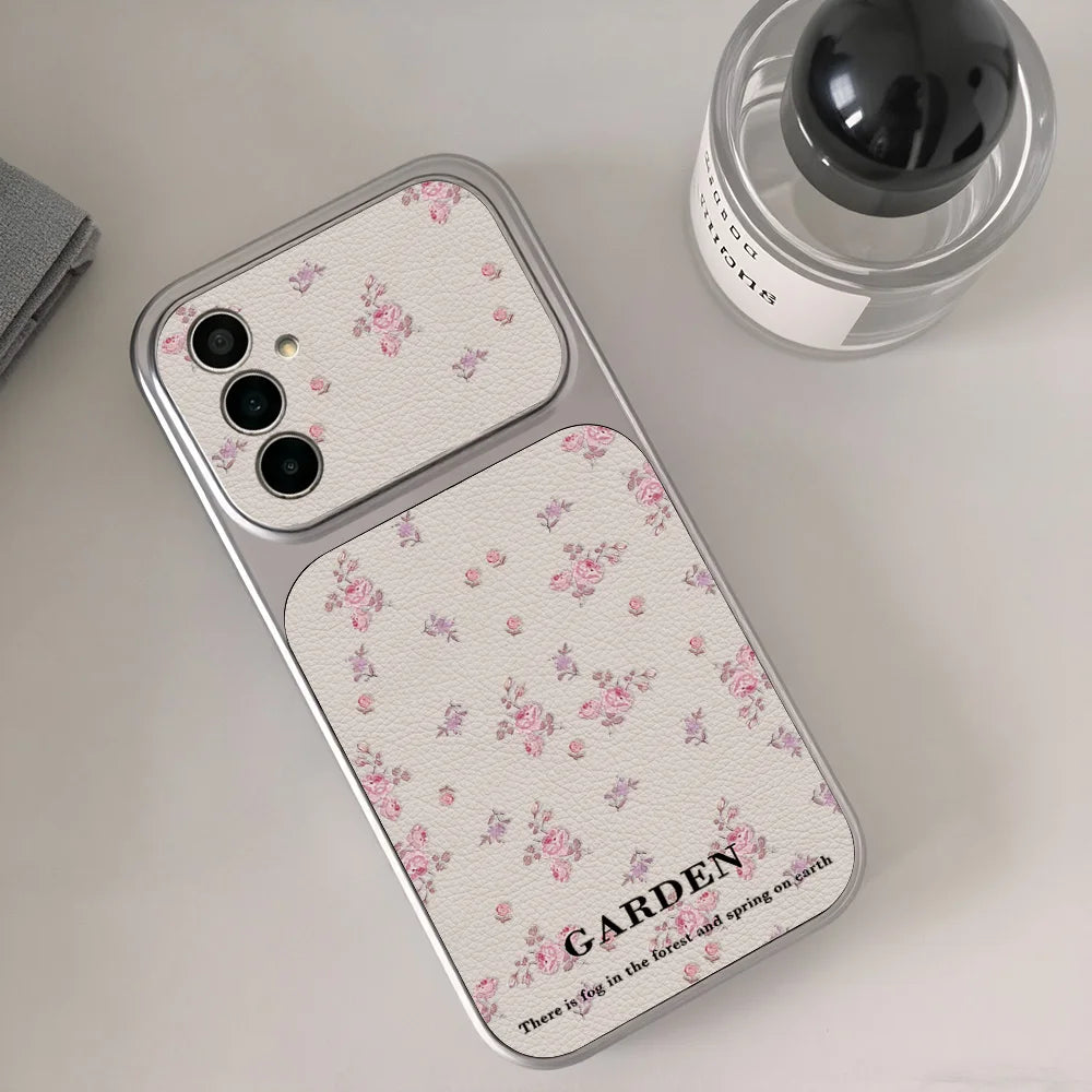 Blumen-Handyhülle für Samsung S26 Ultra S25 S24 FE Plus Leder-Lanyard für Samsung A56 A55 A57 A36 A37 A27 A07 A16 A17 Cover