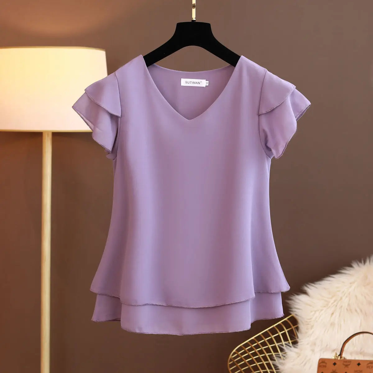2026 sommer Neue Frauen Bluse V-ausschnitt Chiffon Hemd Lose Weibliche Kurzarm Bluse Übergroßen Shirts Frauen Tops Blusas Mujer De