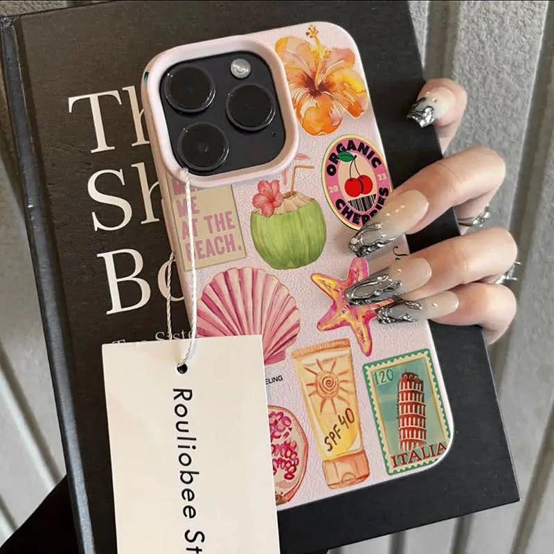 Handyhülle mit Kokosnuss-Blumenmuster für iPhone 17 16 15 14 Pro 13 12 11 Max Plus XR X XS 17 Air 16E, stoßfeste, weiche Silikonhülle