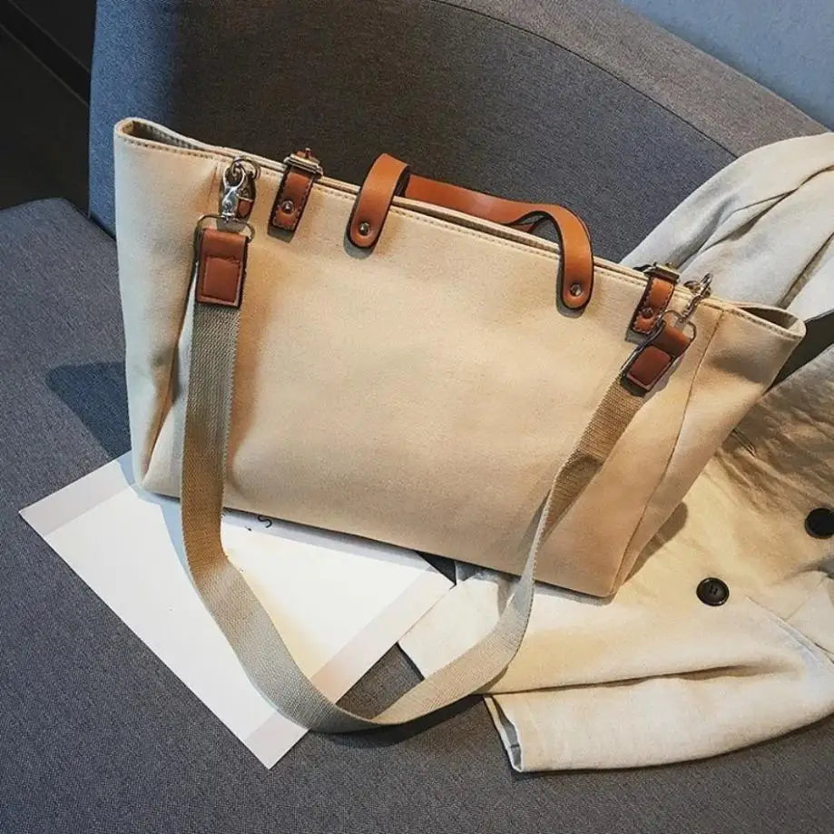 1 Stück Neue koreanische Edition INS Hochkapazitäts Leinwand Tote Tasche Gelegenheits Student eine Schulter Crossbody Handtasche