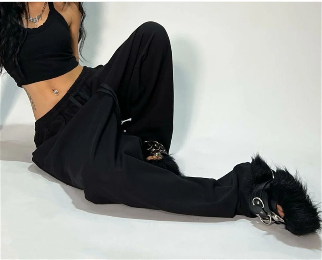 Casual Solide Jogginghose Für Frauen Hohe Taille Spitze Up Lose Jogger Hose Klassische Baggy Streetwear Weibliche Sport Tanz Hose Y2K