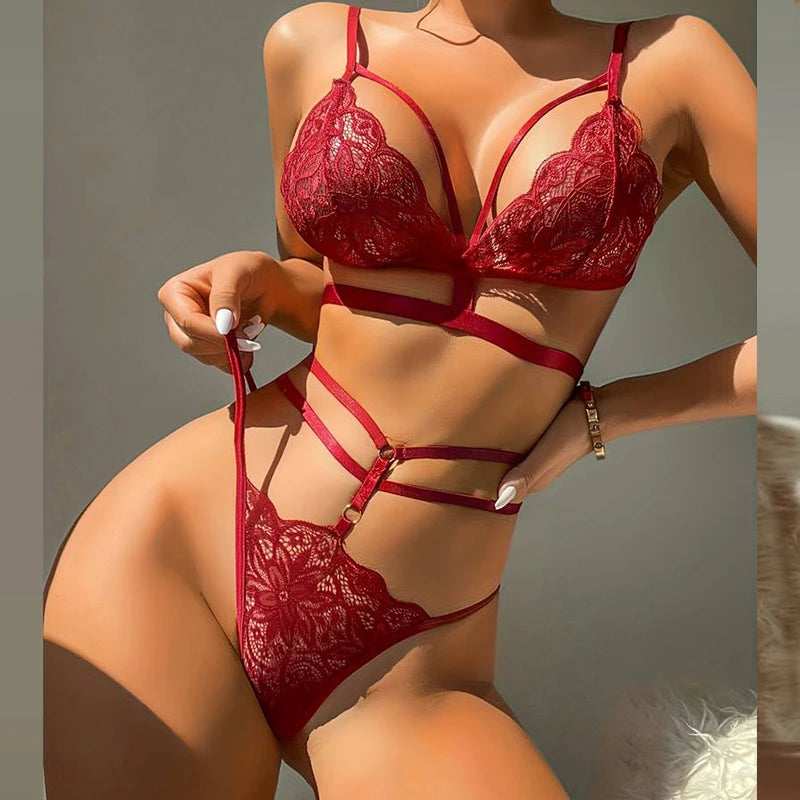 Dessous-Set, sexy, nahtloser, rückenfreier BH, aushöhlen, hoch taillierte Tangas, zarte 2-teilige reine erotische Unterwäsche-Sets, Damen-Unterwäsche