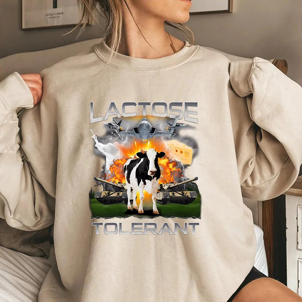Lactose Tolerant Sweatshirt Lustiges Meme Milch Käse Diät Fitness Workout Hoodie Retro Milchkuh Lustige Kuh Halloween Trendige Sweatshirts