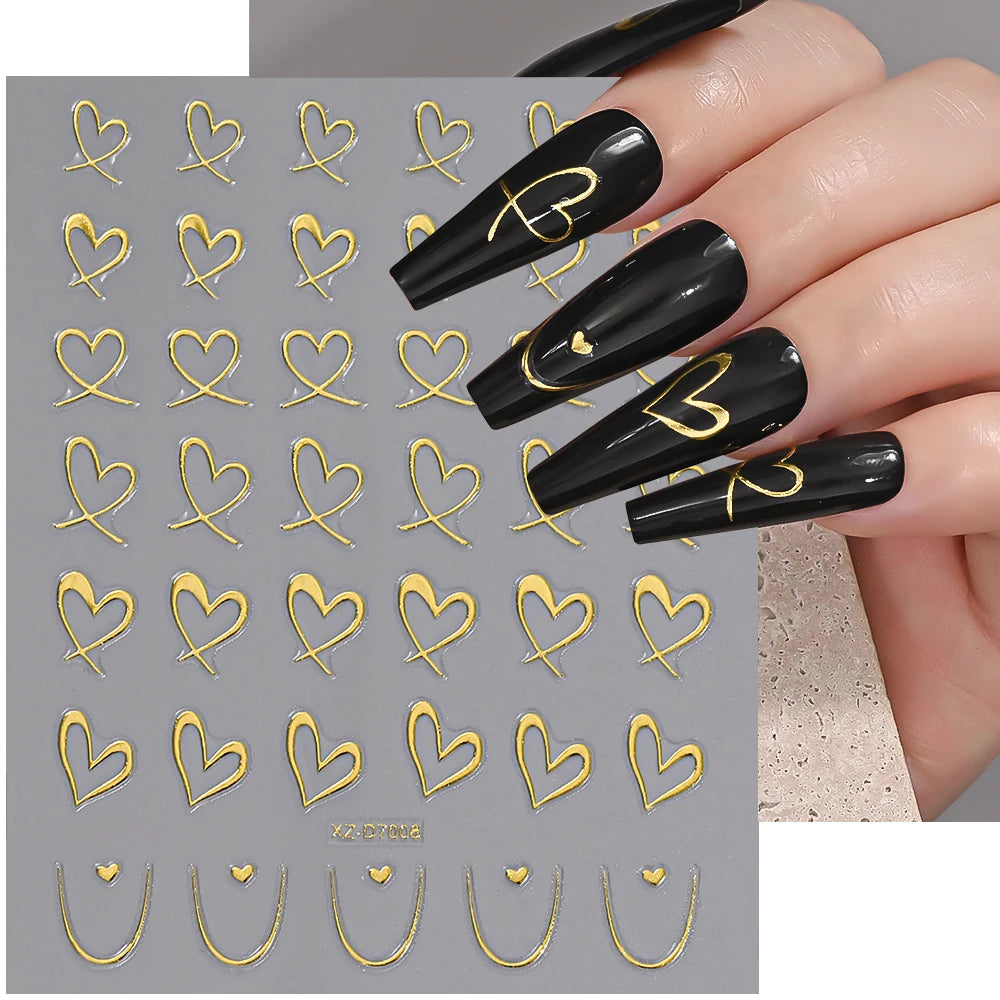1 Stück Blauer Edelstein Stern Sonne Mond Nagelaufkleber 3D Böhmisches Sternenlicht Herz Schlange Selbstklebende Abziehbilder Französische Linien Streifen Maniküre Sliders