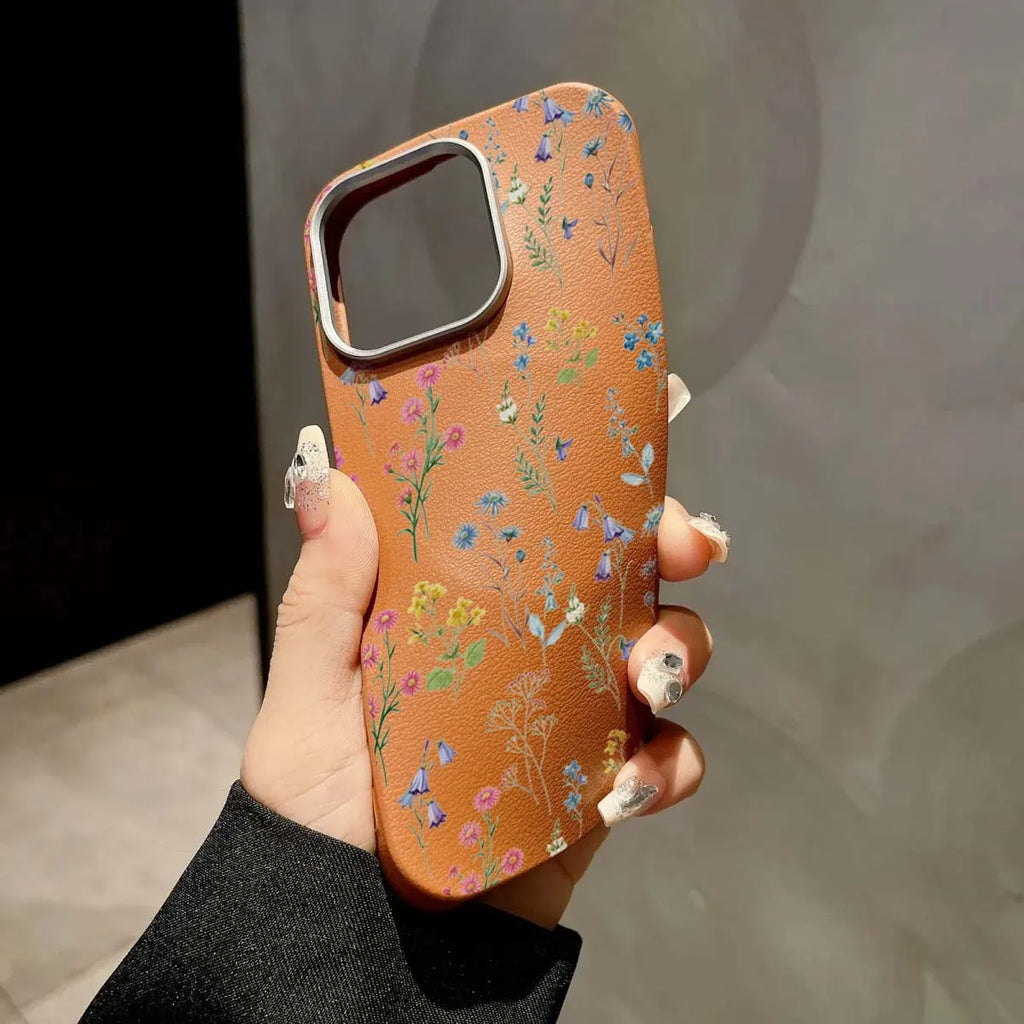Blumendruck Luxus milchig weiß Lichee Muster Handyhülle für iPhone 17 16 15 14 13 12 11 Pro Max XS XR 7 8 Plus 16e Cover Funda