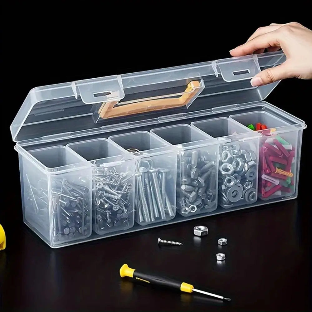 7-teiliges Werkzeug-Aufbewahrungsbox-Set mit 6 abnehmbaren Innenbehältern, tragbarer Werkzeug-Organizer, Kunststoff-Organizer für Hardware-Zubehör