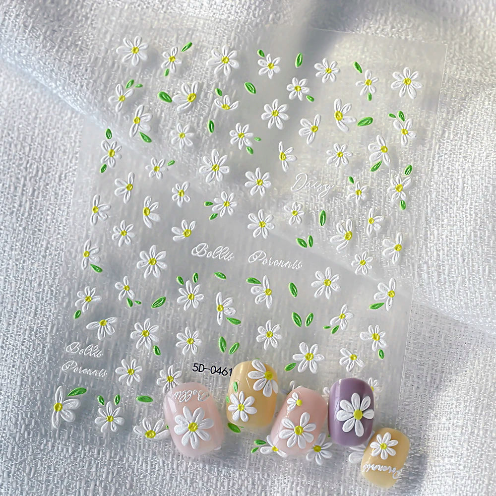 1 Stück 5D geprägte Lavendelblume Nagelaufkleber Frühling Blumenblätter selbstklebende Schieber Rose Schmetterling Aufkleber Maniküre Dekoration