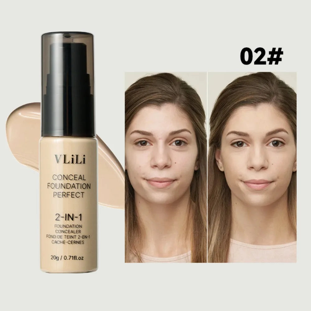 Neue Wasserfeste Flüssige Foundation Ölkontrolle Volle Abdeckung Gesichts-Foundation-Creme Matte Cremige Textur Foundation Concealer-Creme
