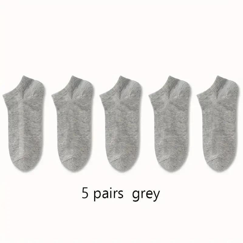 5 Paar Herren-Bootssocken, Business, Sport, Schweißabsorption, reif, Sommer, Herbst, einfarbig, kein Pilling, vielseitige Söckchen