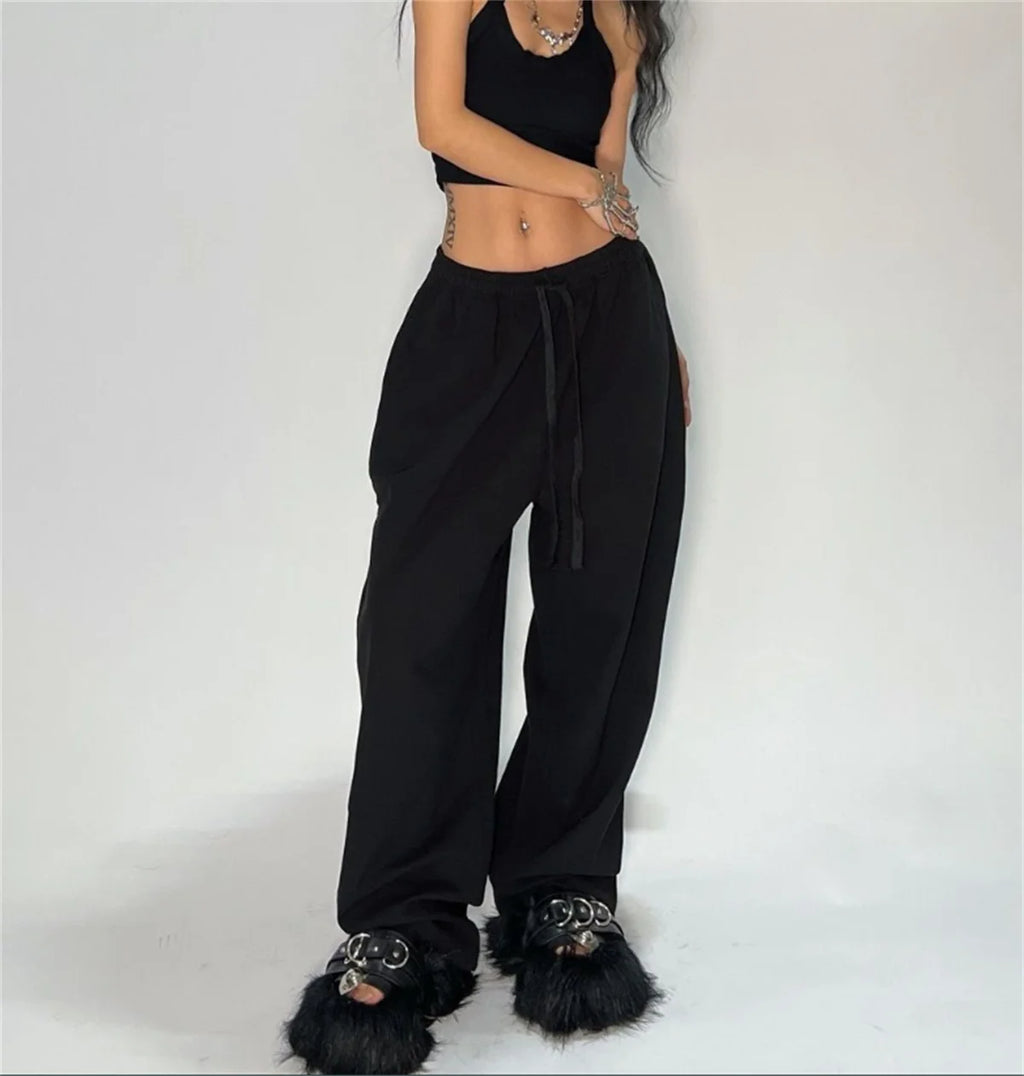 Casual Solide Jogginghose Für Frauen Hohe Taille Spitze Up Lose Jogger Hose Klassische Baggy Streetwear Weibliche Sport Tanz Hose Y2K