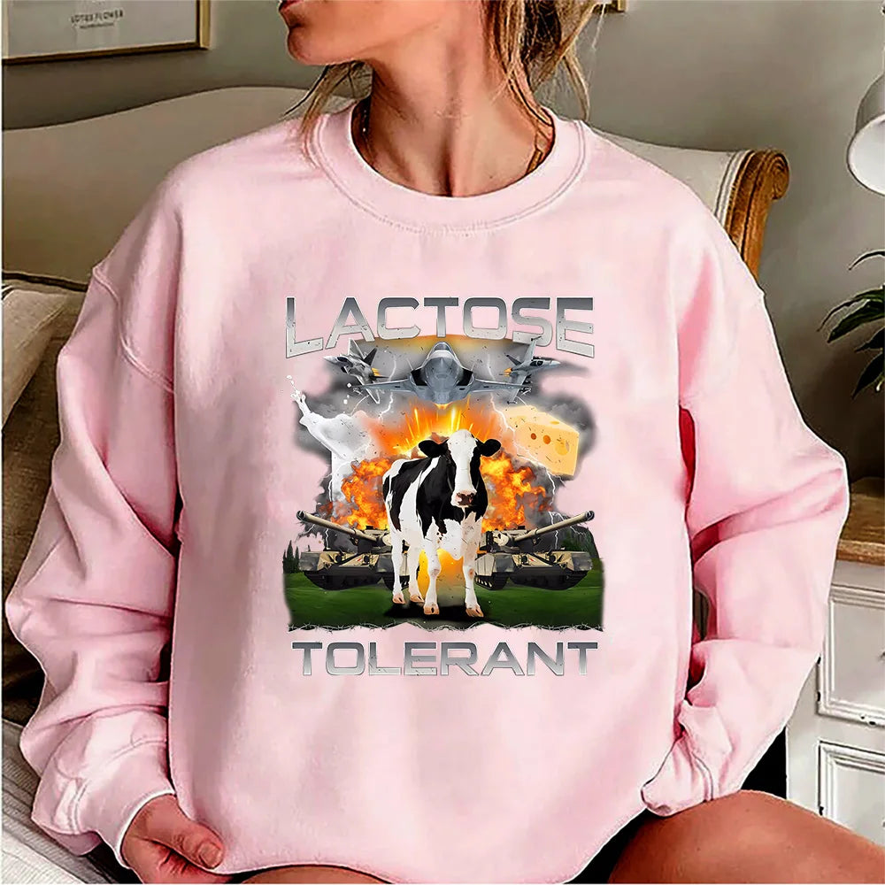 Lactose Tolerant Sweatshirt Lustiges Meme Milch Käse Diät Fitness Workout Hoodie Retro Milchkuh Lustige Kuh Halloween Trendige Sweatshirts