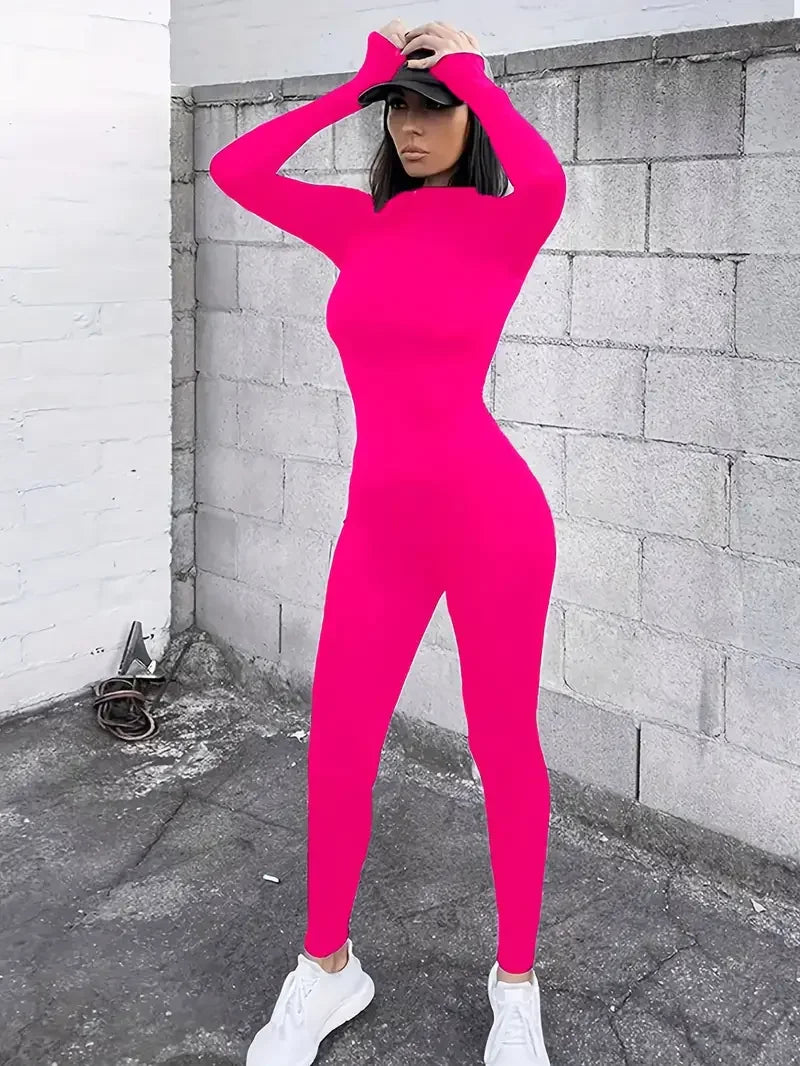 2024 herbst Frauen Sexy Overall Streetwear Langarm Bodycon Feste Sport Fitness Overalls Romper Overalls Für Frauen Körper anzug