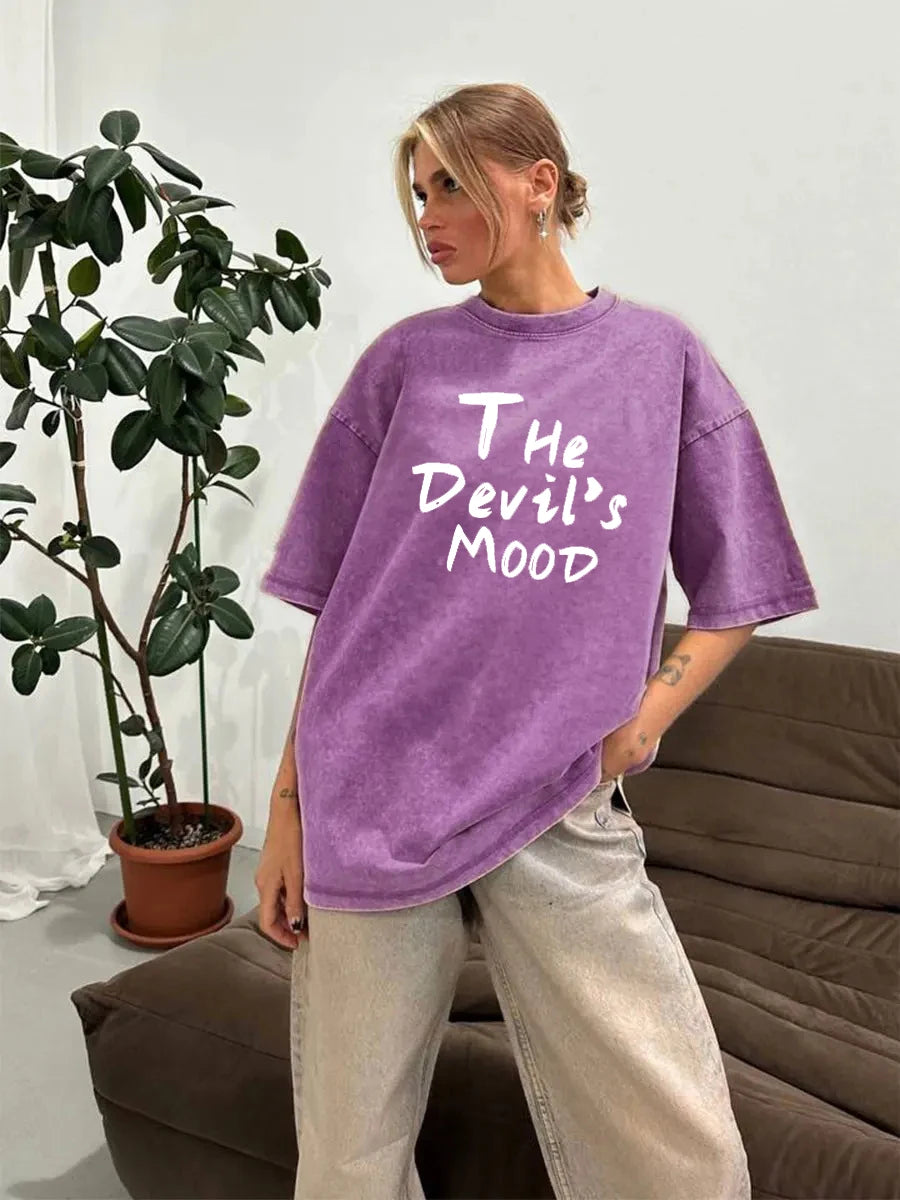 Rosa Brief Design Gewaschen T Shirt Frauen Vintage Baumwolle T-shirts Streetwear Weiche Mineral Tees Mädchen Lose Weibliche T Tops Y2k