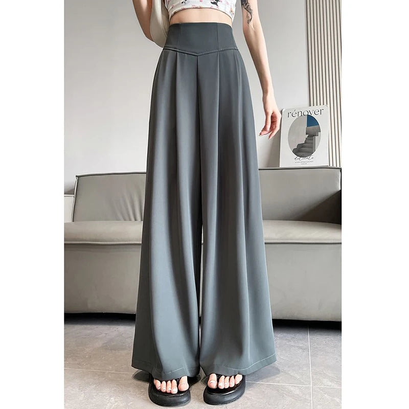 Neue Dame Hohe Taille Hosen Weibliche Klassische Anzug Breite Bein Hosen Frauen Koreanische Mode Komfortable Baggy Hosen