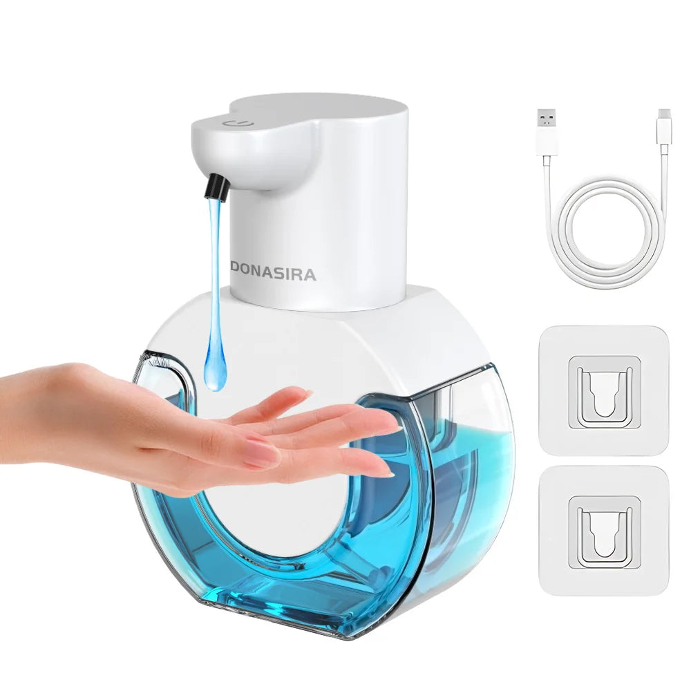 420ML P10 Seifenspender mit großer Kapazität, Lichtanzeige, für den Schreibtisch oder Wandmontage, wasserdicht, USB-wiederaufladbar, automatischer Smart-Sensor-Seifenspender.