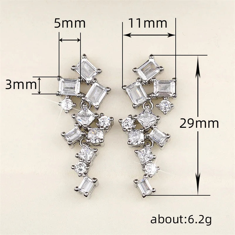 Huitan geometrische Kristall kubischen Zirkon baumeln Ohrringe einfache stilvolle Design Temperament Ohrringe für Frauen Hochzeit Trend Schmuck
