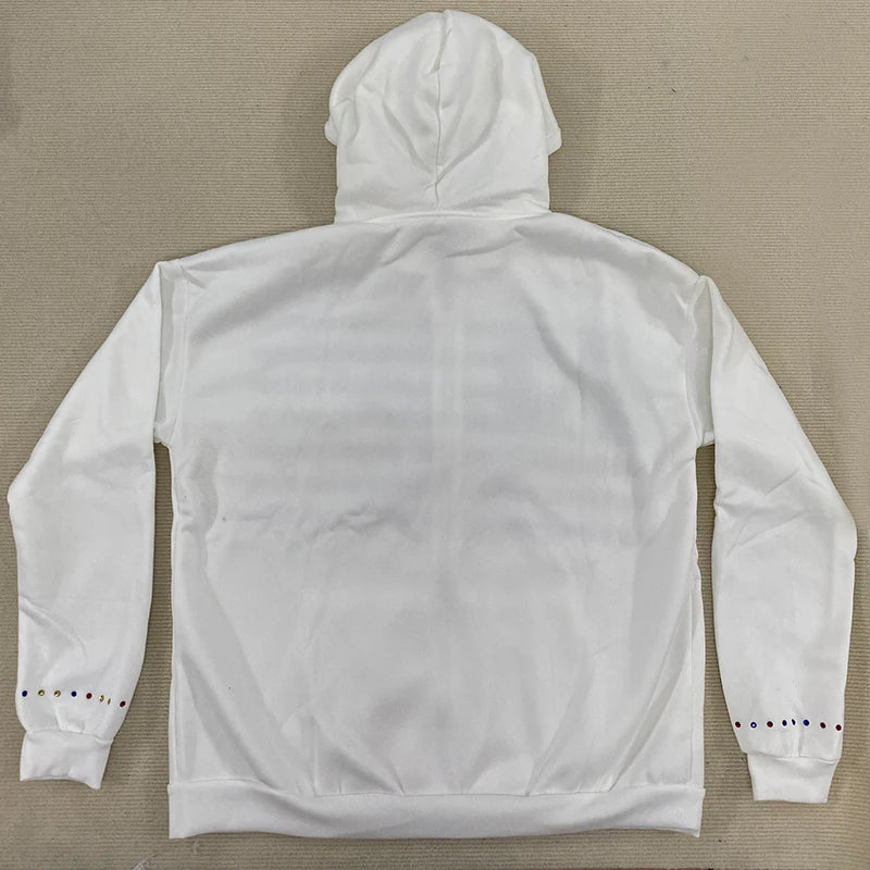 Y2K Europäische Amerikanische Mode Flagge Gedruckt Ästhetik Lange Sleeve Zipper Farbe Strass Top Lose Casual Design Frauen Hoodie