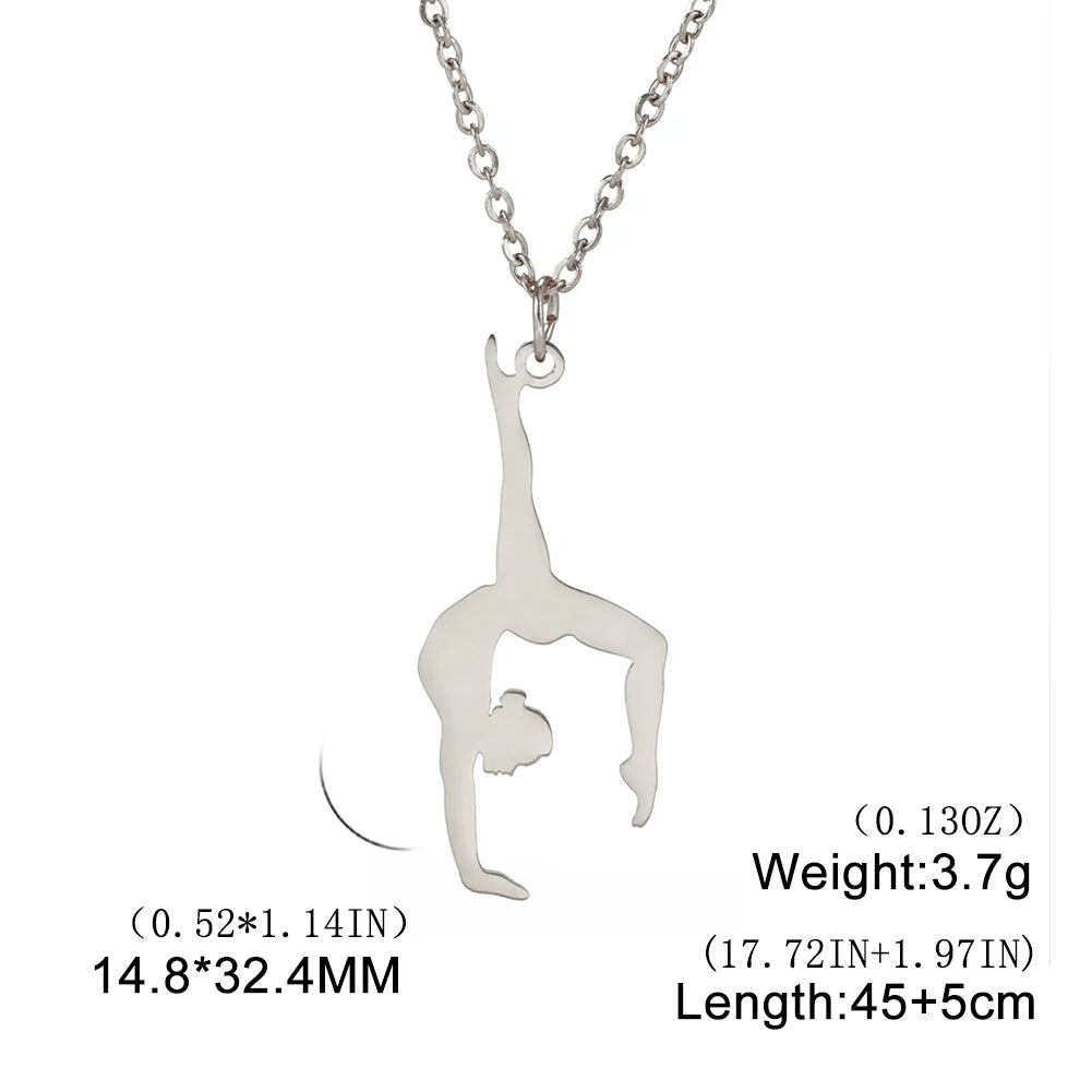 Amaxer Edelstahl Sport Sportler Künstlerische Gymnastik Halskette Für Frauen Anhänger Halsband Team Schmuck Geschenk