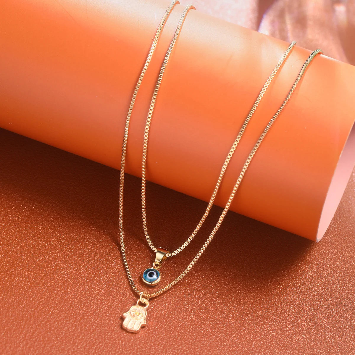 Glücksbringer Doppelschichtige Zirkon Böser Blick Halsketten für Damen und Herren Türkisches Auge Anhänger Halskette Party Schmuck Geschenk