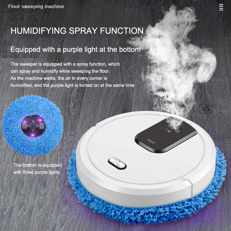 NEUER intelligenter Kehr- und Wischroboter-Staubsauger, trockenes und nasses Wischen, wiederaufladbares Roboter-Haushaltsgerät mit Befeuchtungsspray