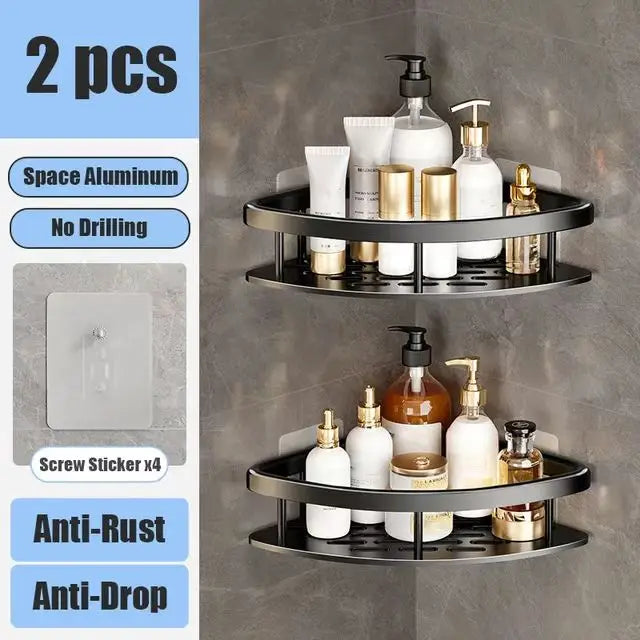 Bad Regal Kein Bohren Wand Montiert Shampoo Flasche Dusche Ecke Rack Wc Lagerung Rack Aluminium Bad Küche Zubehör