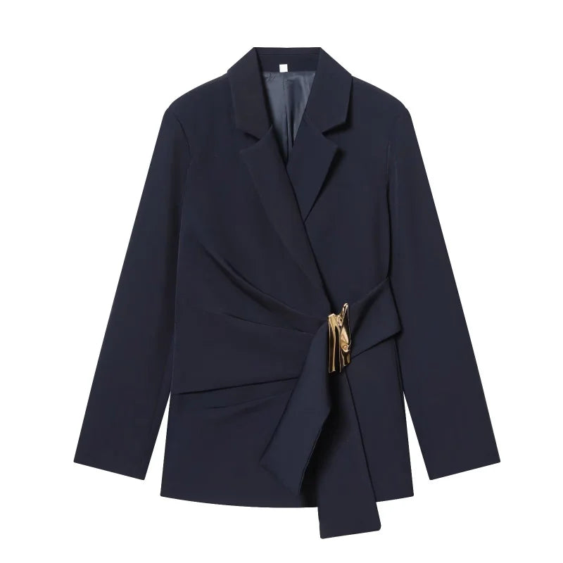ETJ 2025 Damen Herbst und Winter neues elegantes Mode-Revers mit Schulterpolster, geknöpfter Jacke und gerader Hose