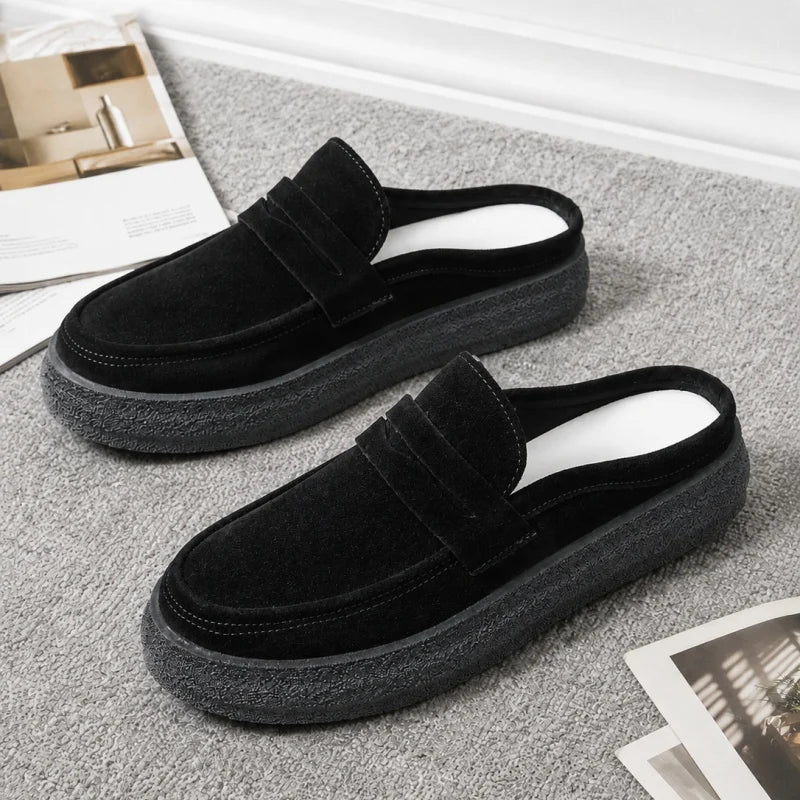 Sommerliche flache Halbschuhe für Herren, bequeme, weiche Mokassins, Slipper für Herren, lässige Schuhe, Slip-on Herrenschuhe, Plateau-Slipper