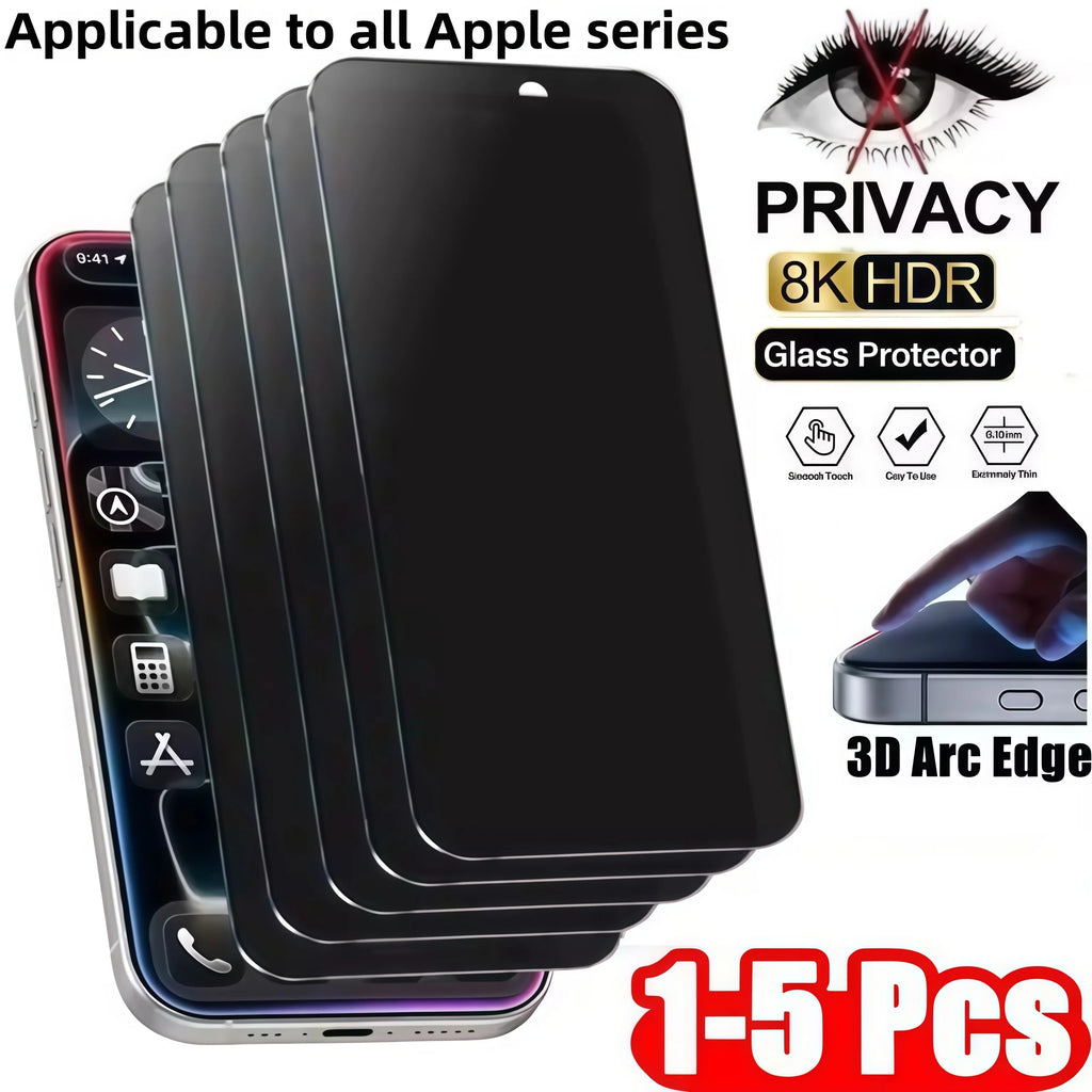 1–5 Stück Full Cover Anti-Spionage-Displayschutz aus gehärtetem Glas für iPhone 15 14 13 12 11 16 17Pro MAX 16Pro XS Max XR