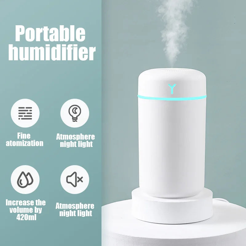 Tragbarer 420ml Luftbe feuchter Aroma öl Luftbe feuchter für Heimauto USB Cool Mist Sprayer mit bunten weichen Nachtlicht reiniger