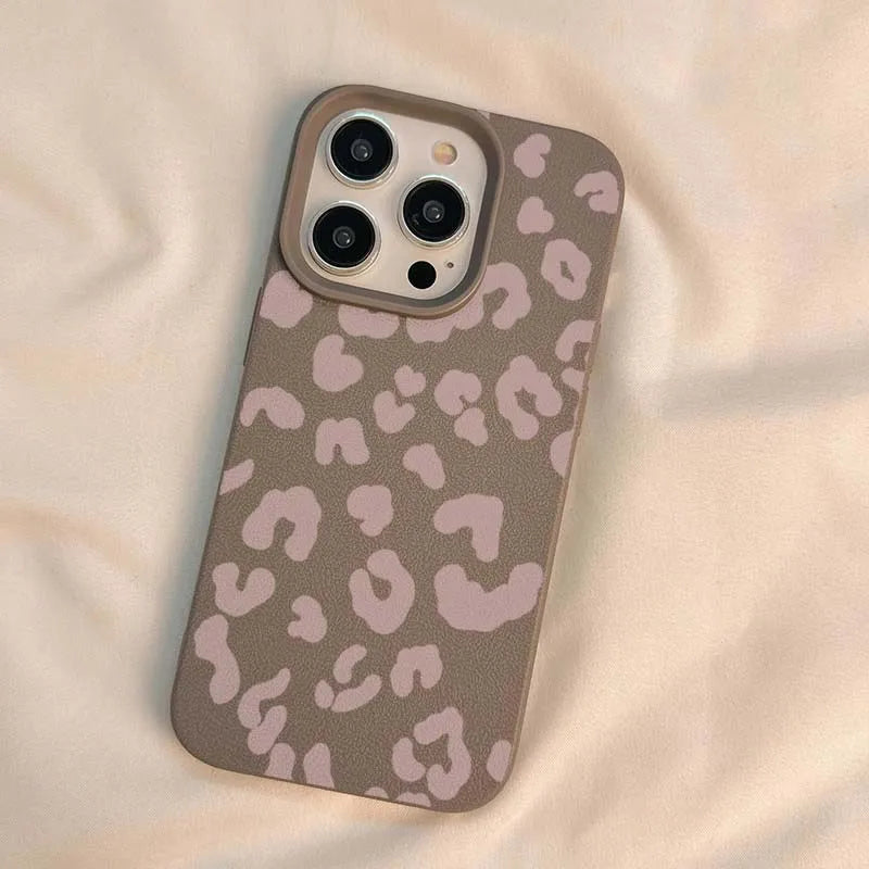 Handyhülle für iPhone 16e 16 15 14 13 12 11 Pro Max 16 Plus XS Max X XR Minimalistischer Leopardenmuster Lichee-Muster Weiche TPU-Abdeckung