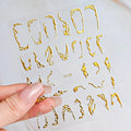 5D Gold Marmor Textur Bronzing Nail Art Aufkleber 5 Farben Unregelmäßiges Marmormuster Nagelaufkleber Einfaches Liniendesign Nagelzubehör