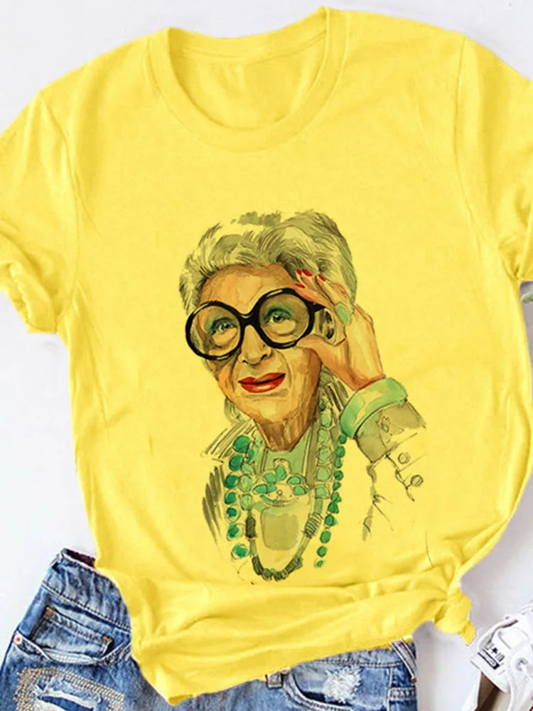 Gelbes Kurzarm-T-Shirt für Damen, lässige Damenoberteile, Harajuku-Streetwear, Sommerdruck, Drop Ship
