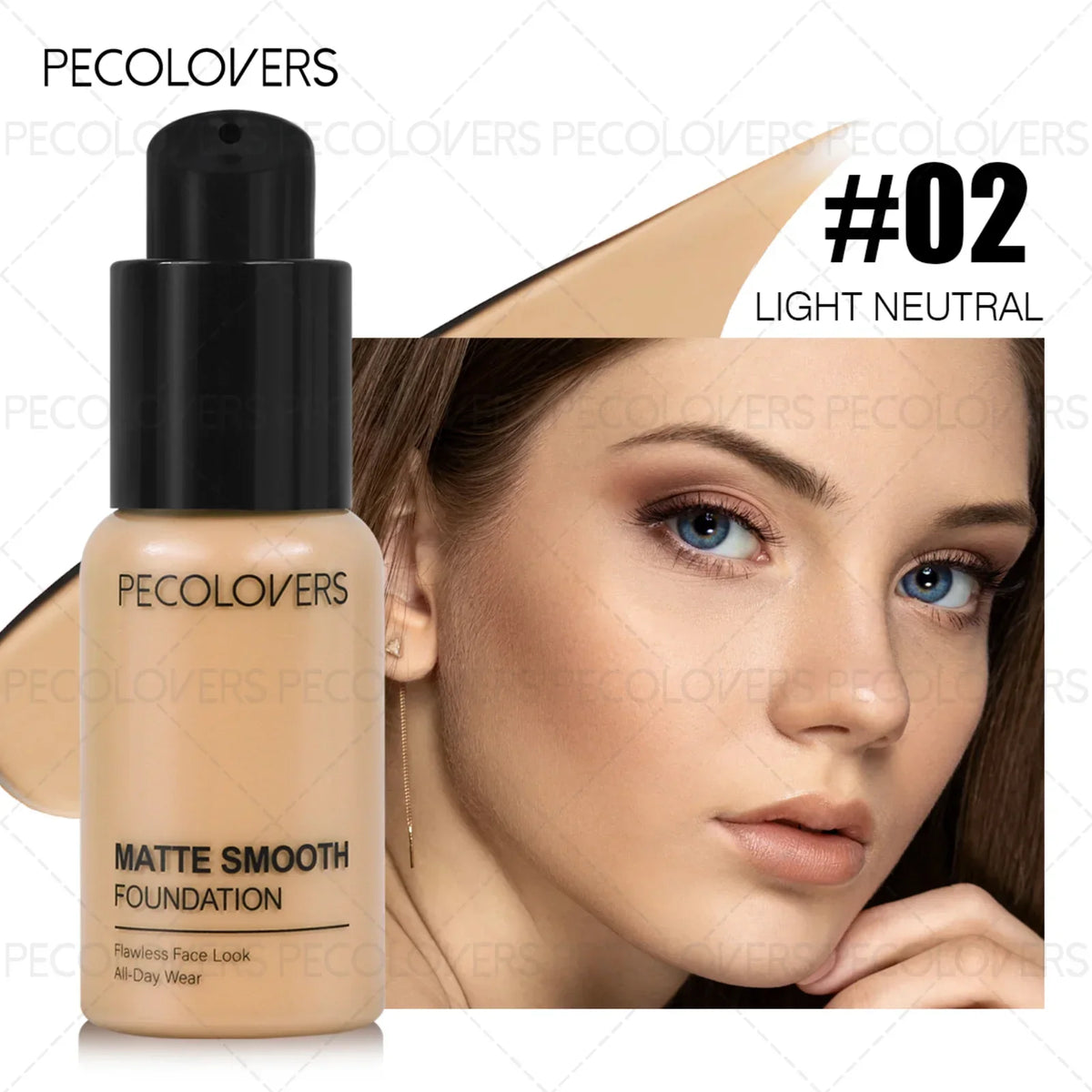 1PC Flawless Liquid Foundation – Vollständige Abdeckung, matt, wasserfest, verbirgt Hautunreinheiten, verschiedene Farbtöne
